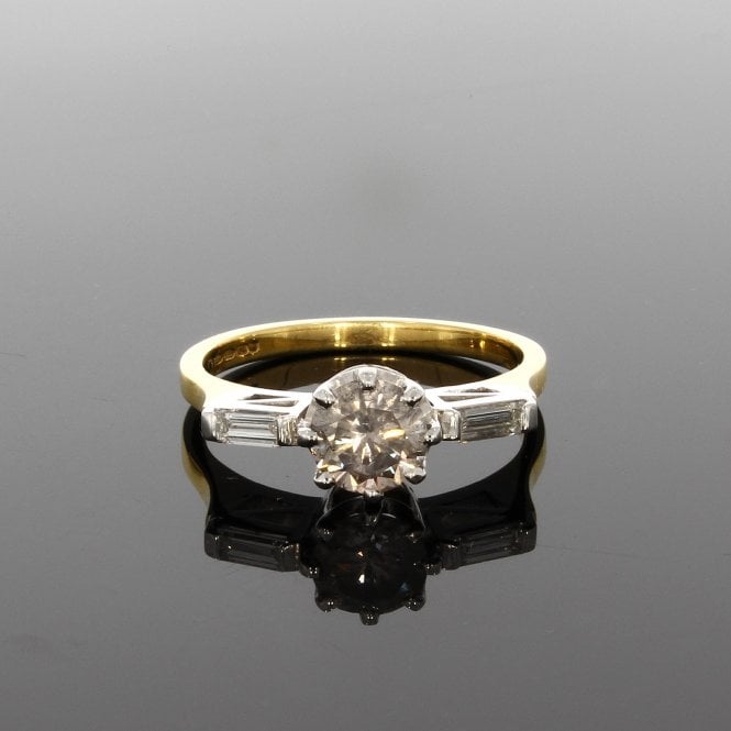 Diamond 1.26ct Brilliant & Baguette Cut 18ct Yellow Gold Trilogy Ring