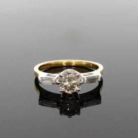 1.26ct Brilliant & Baguette Cut 18ct Yellow Gold Trilogy Ring
