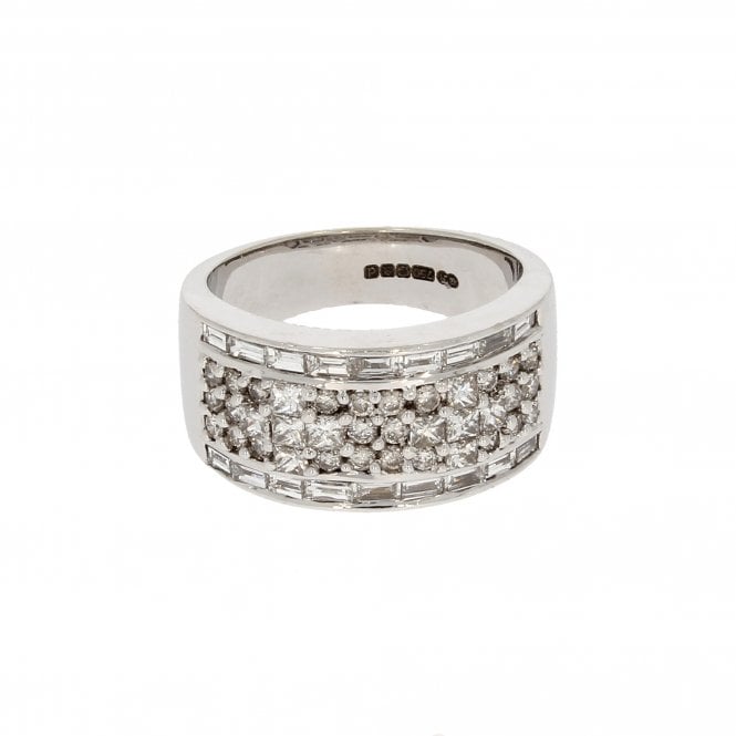 Diamond 1.41 Carat Princess Baguette & Brilliant Cut 18ct White Gold Ring