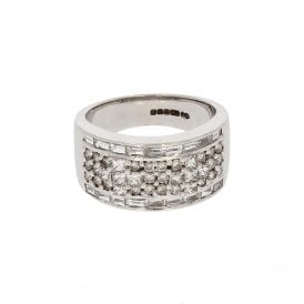1.41 Carat Princess Baguette & Brilliant Cut 18ct White Gold Ring