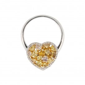 1.61 Carat Yellow Natural Colour 18ct White Gold Heart Ring / Pendant