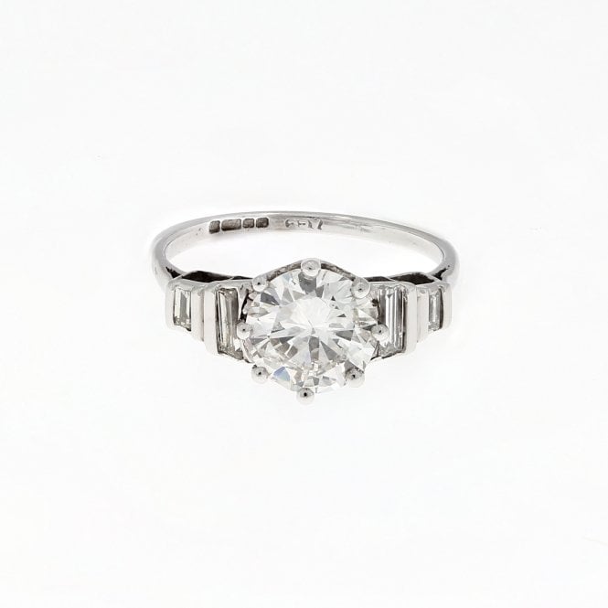 Diamond 1.88 Carat Brilliant Cut Centre 0.24 Shoulders 18ct White Gold Ring