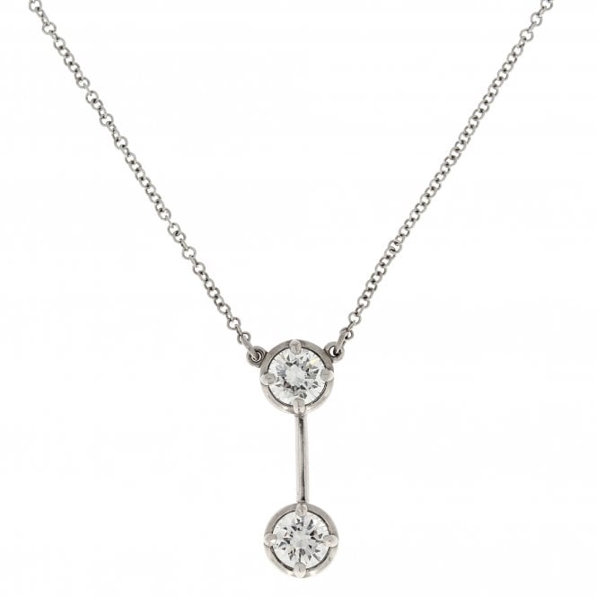 Diamond 18ct White Gold Necklace & Bar Pendant