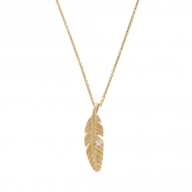 Diamond 18ct Yellow Gold Feather Necklace