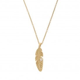 18ct Yellow Gold Feather Necklace