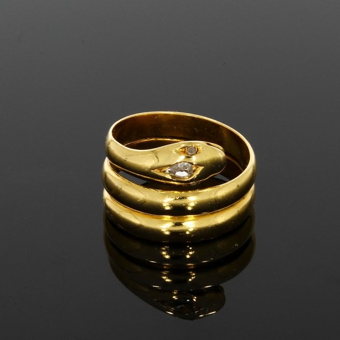 Diamond 18ct Yellow Gold Snake Design Ring