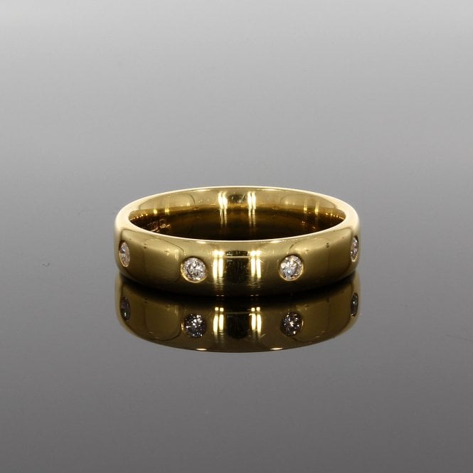 Diamond 18ct Yellow Gold Wide Band Ring