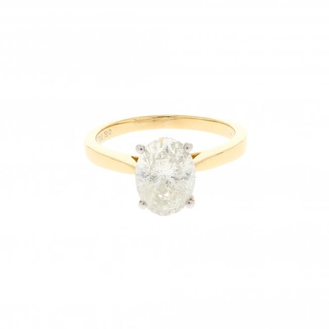 Diamond 2.00 Carat Oval Cut H Colour I3 Clarity 18ct Yellow Gold Solitaire Ring