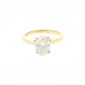2.00 Carat Oval Cut H Colour I3 Clarity 18ct Yellow Gold Solitaire Ring