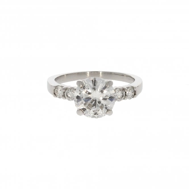 Diamond 2 Carat Centre E Colour Si2 0.30ct Set Shoulders Platinum Solitaire Ring
