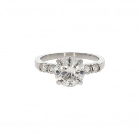 2 Carat Centre E Colour Si2 0.30ct Set Shoulders Platinum Solitaire Ring