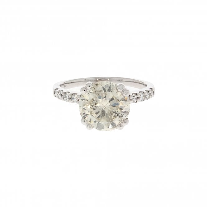 Diamond 3.10 Carat Centre Brilliant Cut 0.20ct Set Shoulders Platinum Solitaire Ring