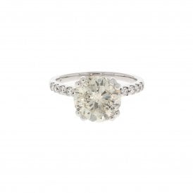 3.10 Carat Centre Brilliant Cut 0.20ct Set Shoulders Platinum Solitaire Ring
