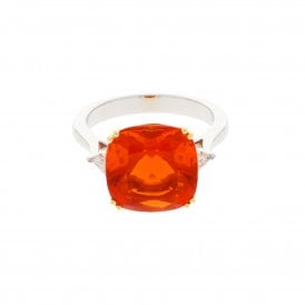 4.77 Carat Mexican Fire Opal 18ct White & Yellow Gold Ring