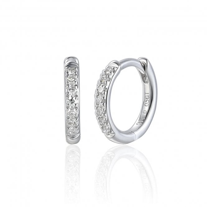 Diamond 9ct White Gold Huggie Hoop Earrings