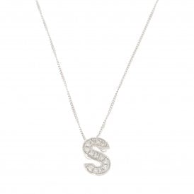9ct White Gold Letter 'S' Pendant