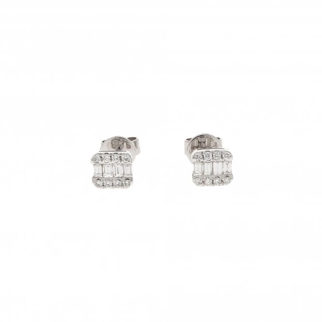 Diamond 9ct White Gold Stud Earrings 