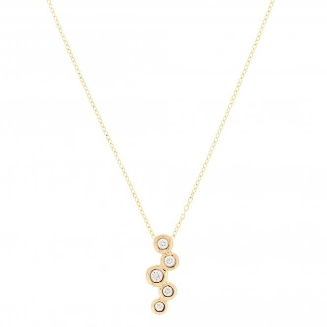 Diamond 9ct Yellow Gold Bubble Pendant Necklace