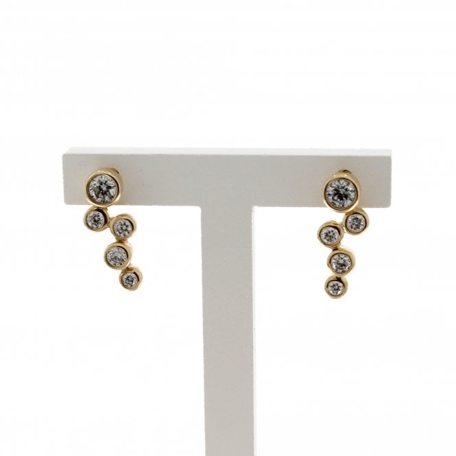 Diamond 9ct Yellow Gold Bubble Stud Earrings