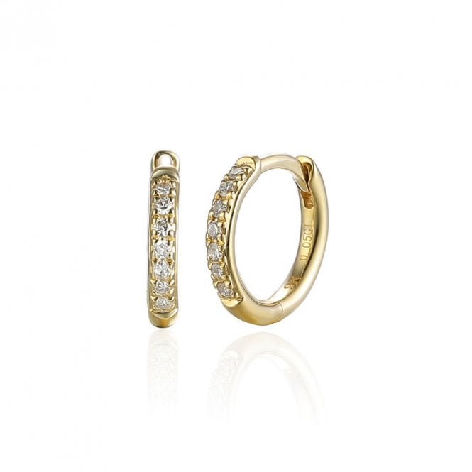 Diamond 9ct Yellow Gold Huggie Hoop Earrings