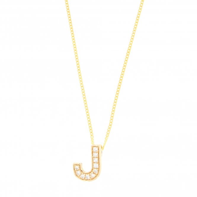 Diamond 9ct Yellow Gold Letter 'J' Pendant 