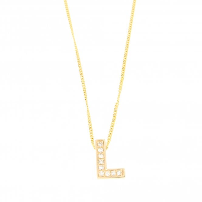Diamond 9ct Yellow Gold Letter 'L' Pendant 