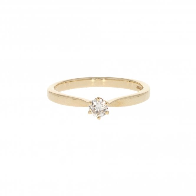 Diamond 9ct Yellow Gold Solitaire Ring