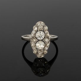 Art Nouveau Style 18ct White Gold Cluster Ring