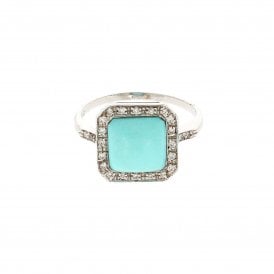 Brilliant Cut 18ct White Gold Turquoise Ring