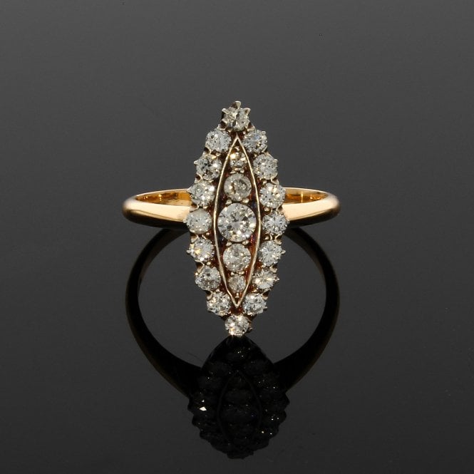Diamond Edwardian Marquise 18ct Yellow Gold Cluster Ring