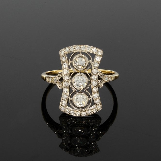 Diamond Edwardian Style 18ct Yellow Gold Cluster Ring