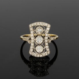 Edwardian Style 18ct Yellow Gold Cluster Ring