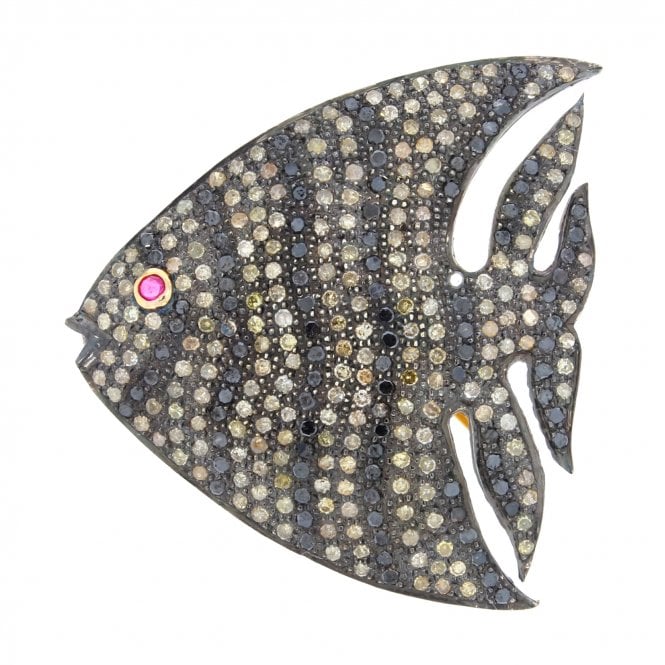 Diamond Fish Brooch / Pendant