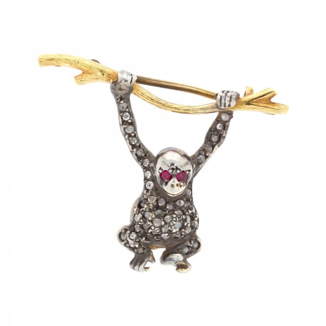 Diamond Gibbon Brooch