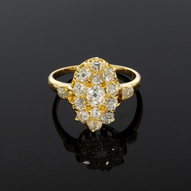 Diamond Old Cut 18ct Yellow Gold Cluster Ring