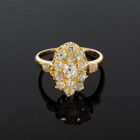 Old Cut 18ct Yellow Gold Cluster Ring