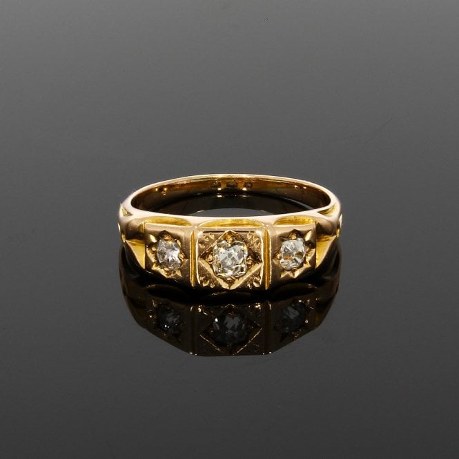 Diamond Old Cut 18ct Yellow Gold Trilogy Ring