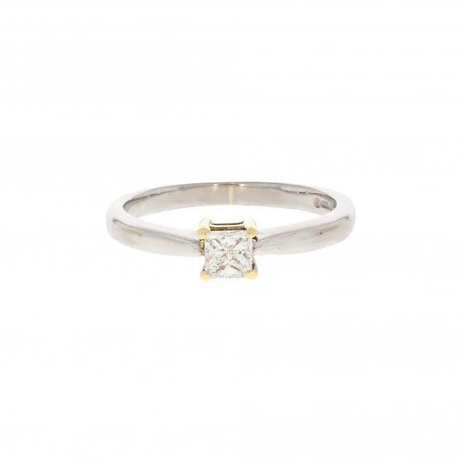 Diamond Princess Cut 18ct White Gold Solitaire Ring
