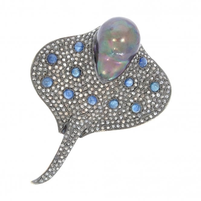 Diamond Stingray Brooch / Pendant