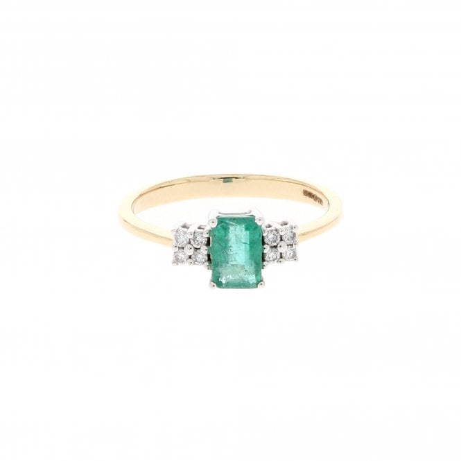 Emerald 0.10 Carat G - H Colour SI1 Clarity 9ct Yellow Gold Ring