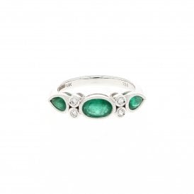 0.42 Carat Oval with 0.28ct Diamonds 18ct White Gold Dress Ring