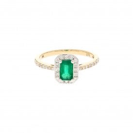 0.52 Carat with 0.30ct Diamond Halo 9ct Yellow Gold Ring 
