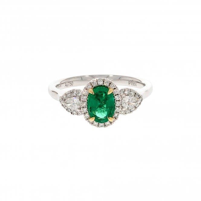 Emerald 0.70 Carat Centre & 0.40ct Diamond Platinum Ring