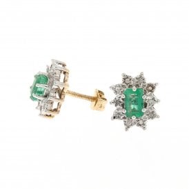 9ct Yellow Gold Diamond Cluster Stud Earrings