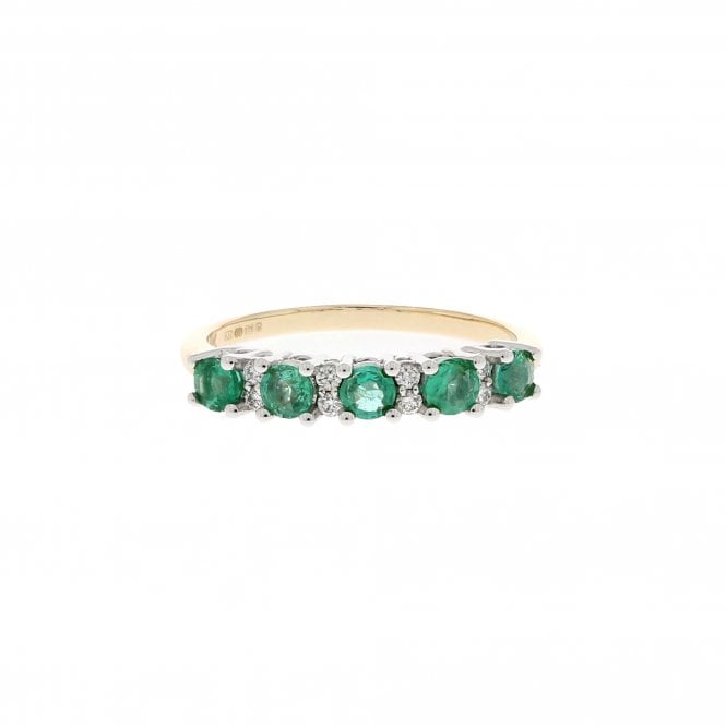 Emerald 9ct Yellow Gold Diamond Set Ring