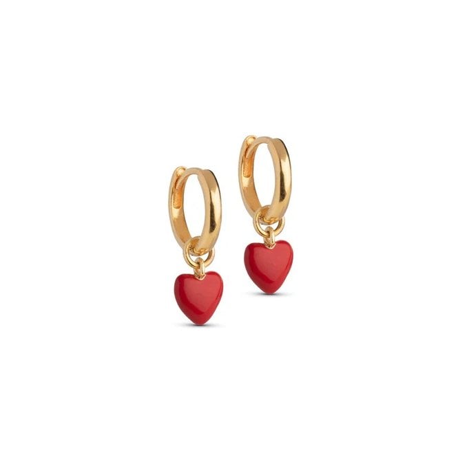 ENAMEL Copenhagen Amore Red Heart Drop Earrings E376G YGP