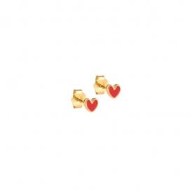 Amore Red Heart Stud Earrings E415G YGP