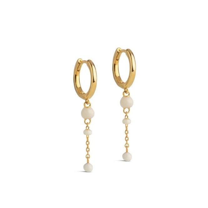 ENAMEL Copenhagen Lola Bold Daisy White Hoop Drop Earrings E424G YGP