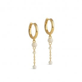 Lola Bold Daisy White Hoop Drop Earrings E424G YGP