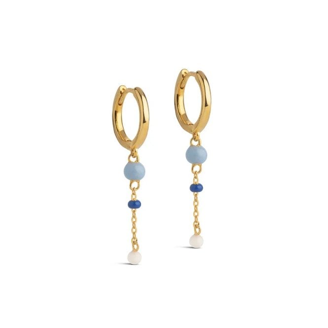 ENAMEL Copenhagen Lola Bold Marine Blue Hoop Drop Earrings E424G YGP